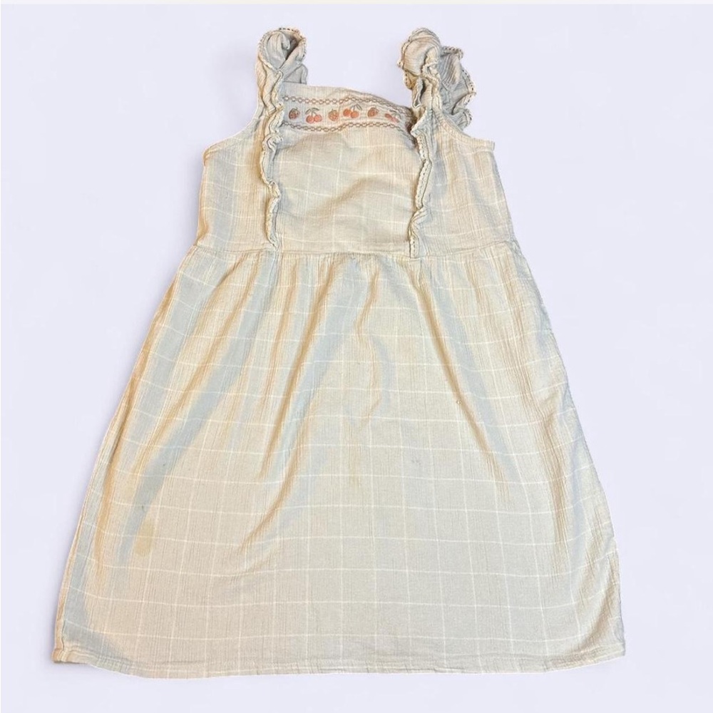 Little Co. by Lauren Conrad Girls Dress Size 12 Sage Green Windowpane Embroidery